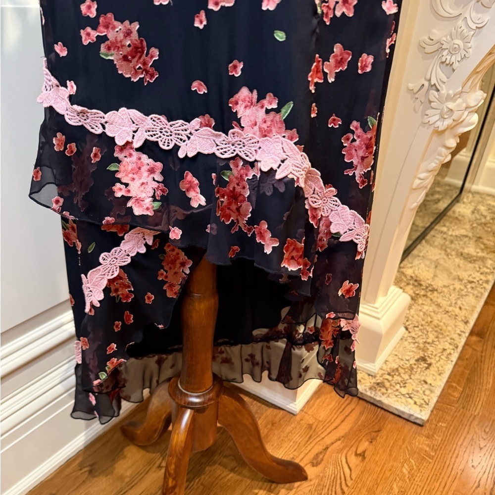 Alice + Olivia Caydon Floral ruffle one shoulder high low midi dress size 2 - Picture 10 of 15